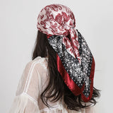 Red Paisley Cashew Print 90*90cm Satin Square Scarf Hijab Silk Scarf Shawl