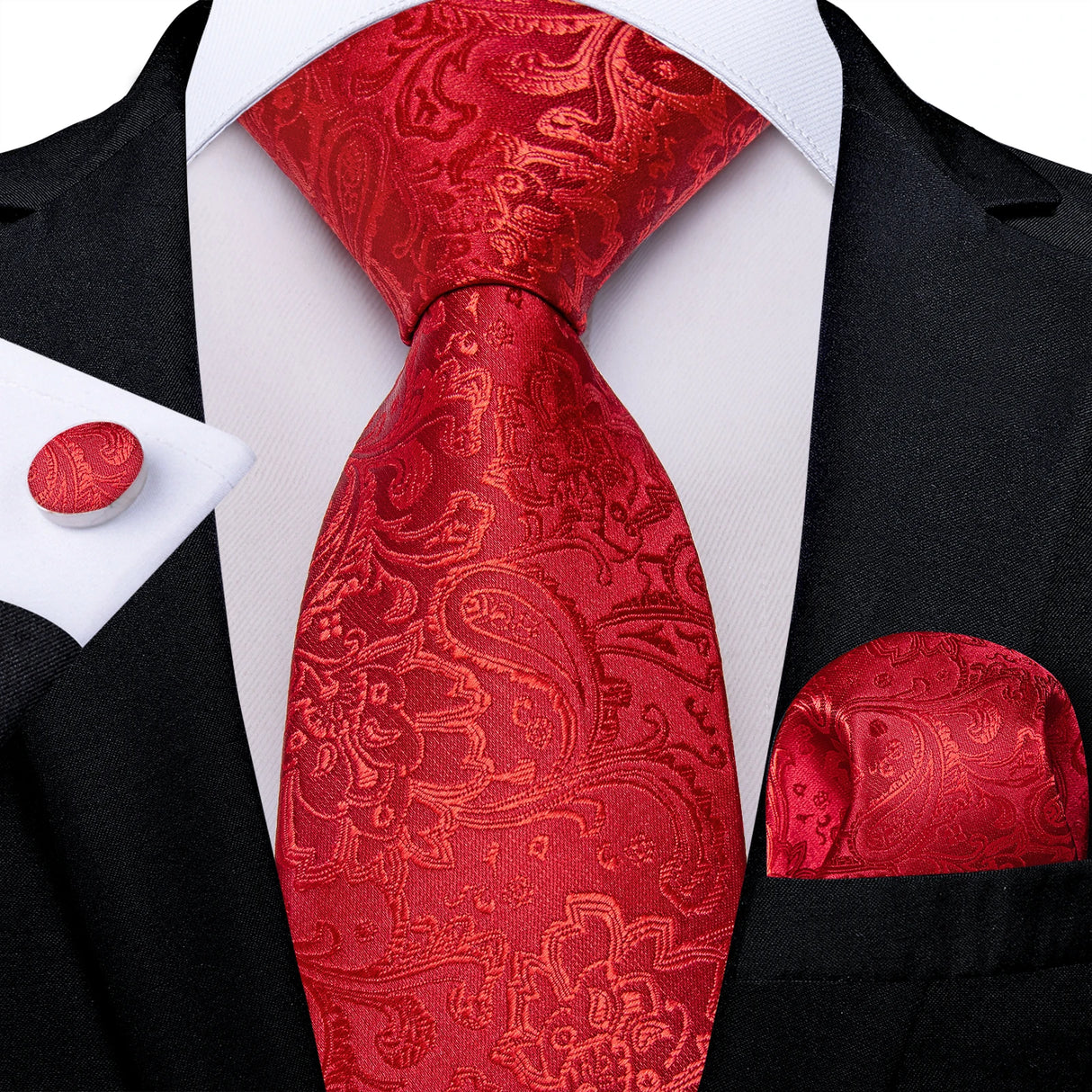red floral necktie set