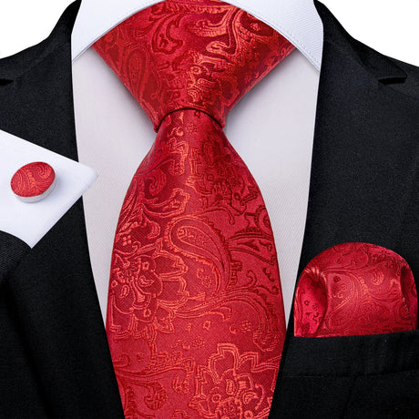red floral necktie set