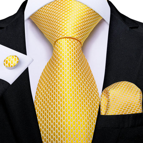 geometric yellow necktie set