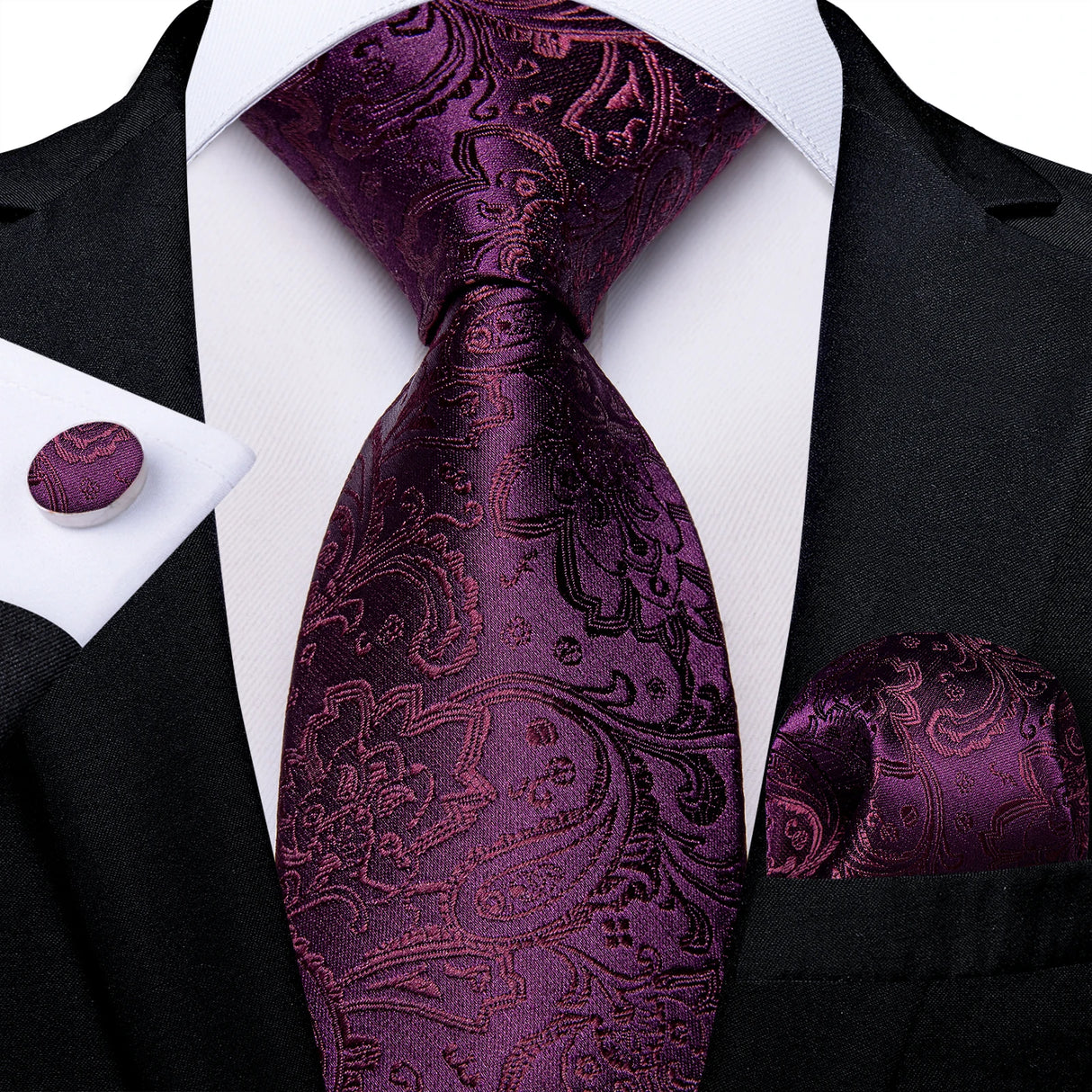 floral purple necktie set