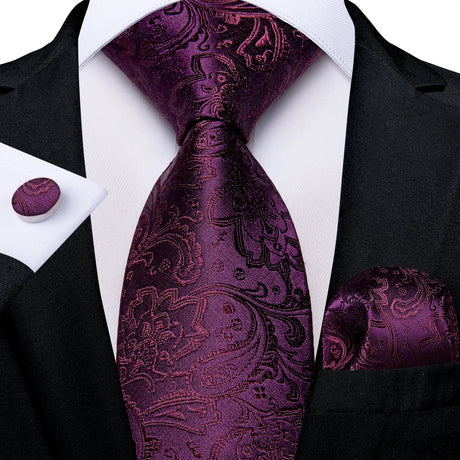 floral purple necktie set