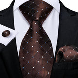Brown white dot tie 
