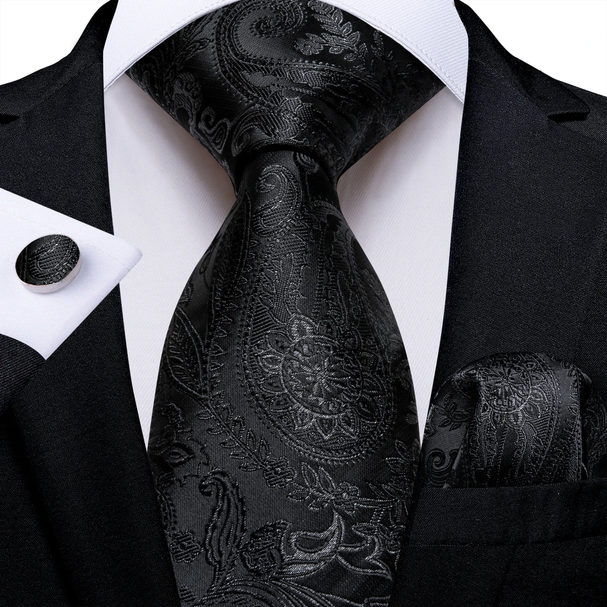 black floral necktie set