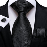 black floral necktie set