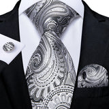 silver floral necktie set