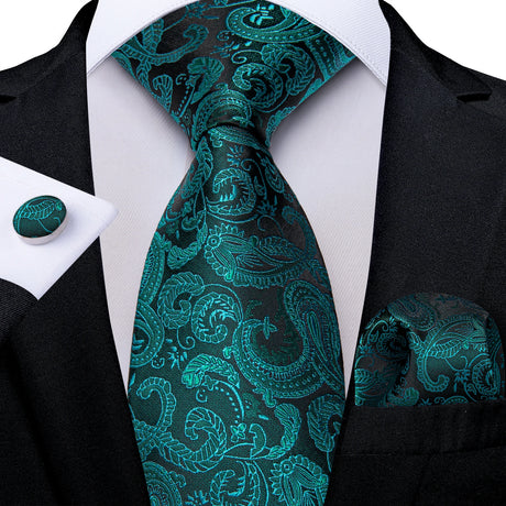 green floral necktie set