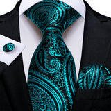 black green floral necktie set