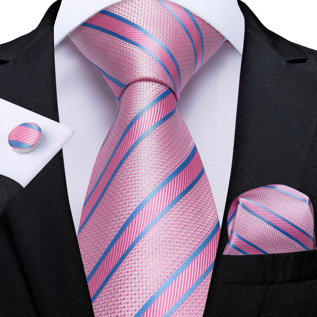pink blue necktie set
