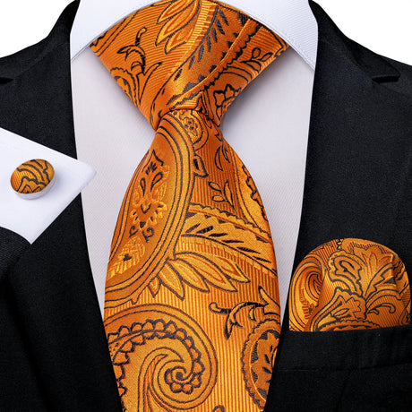 gold floral necktie set