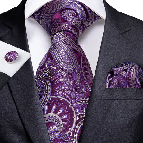 purple floral necktie set