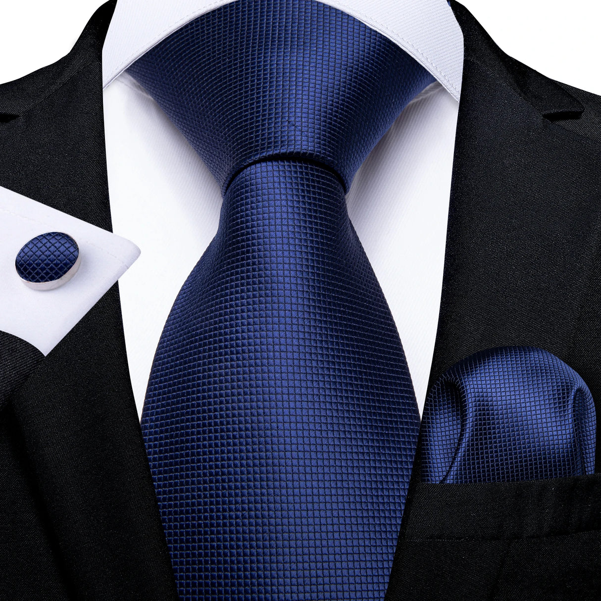 plaid blue necktie set