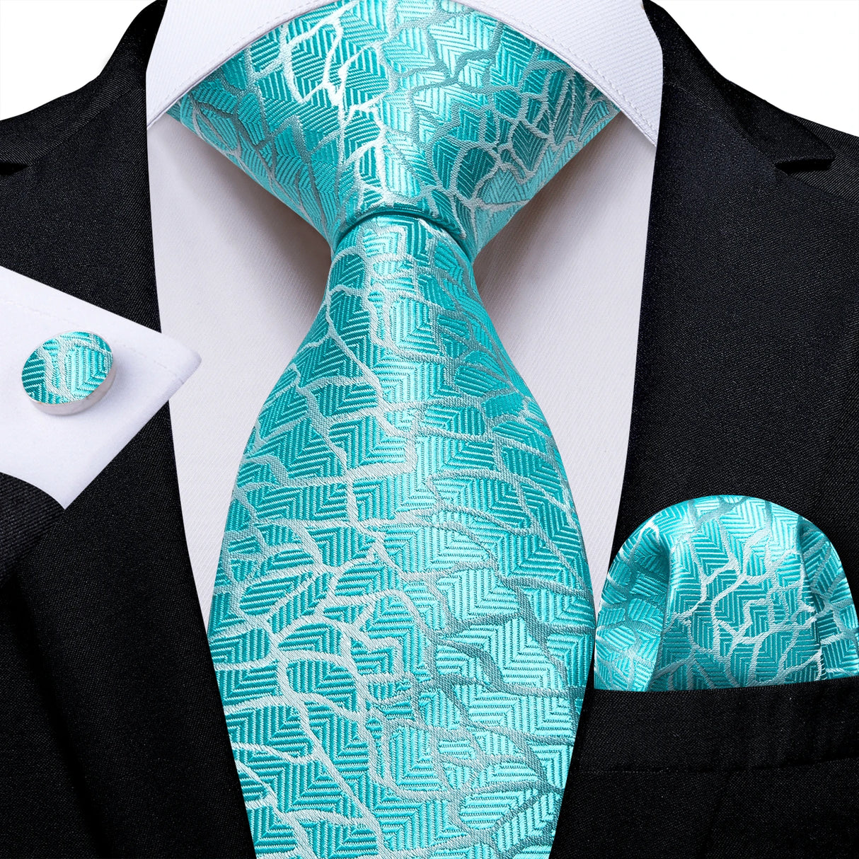 geometric blue design necktie set