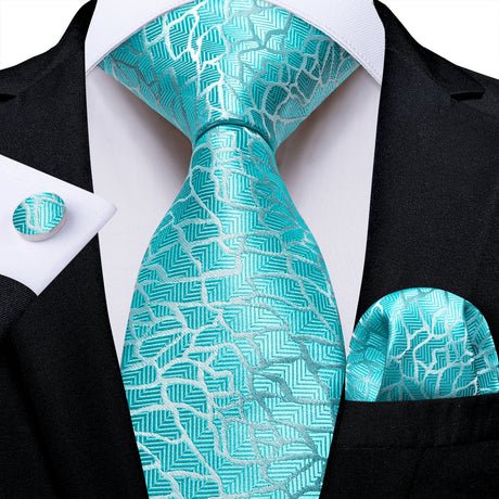 geometric blue design necktie set