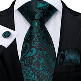 black green floral necktie set