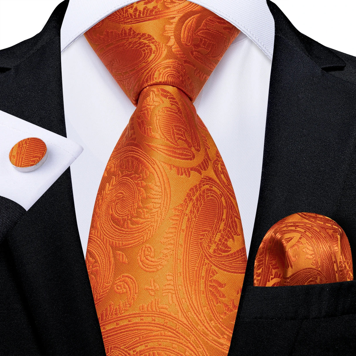 orange floral necktie set