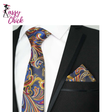 Paisley Floral Jacquard Brown Orange Necktie Hanky Sets Sassy Chick Logo