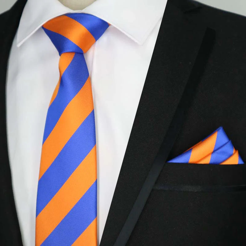 Paisley Floral Jacquard Brown Orange Necktie Hanky Sets