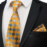 Paisley Floral Jacquard Brown Orange Necktie Hanky Sets