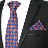 Paisley Floral Jacquard Brown Orange Necktie Hanky Sets