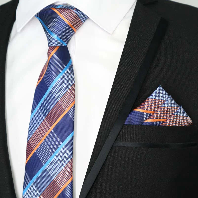 Paisley Floral Jacquard Brown Orange Necktie Hanky Sets