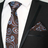 Paisley Floral Jacquard Brown Orange Necktie Hanky Sets