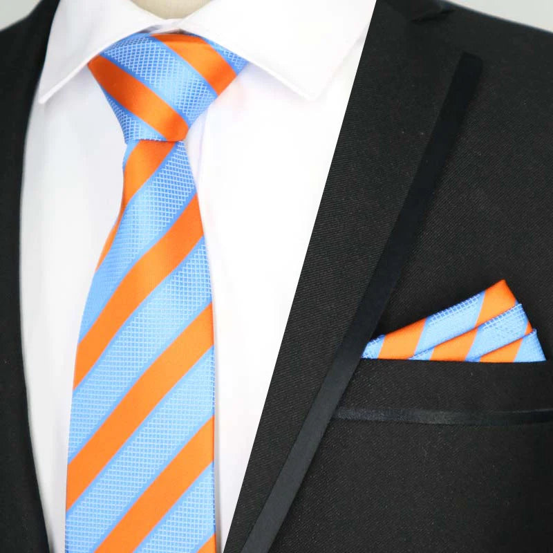 Paisley Floral Jacquard Brown Orange Necktie Hanky Sets