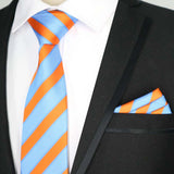 Paisley Floral Jacquard Brown Orange Necktie Hanky Sets