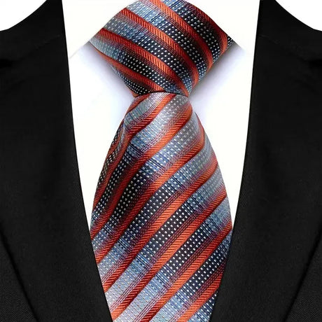 Orange Silver Paisley For Man Groom Jacquard Woven Necktie