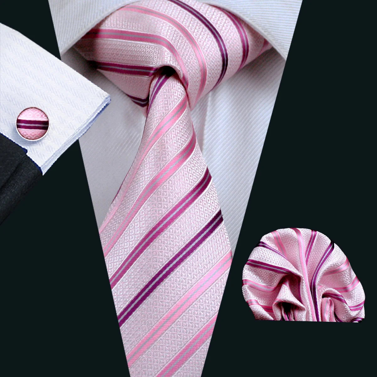Pink Paisley Gravata Handkerchief Silk Ties
