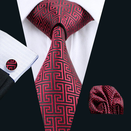 Red Paisley Gravata Handkerchief Silk Ties