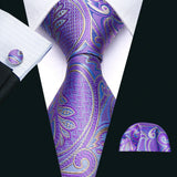 Purple Paisley Gravata Handkerchief Silk Ties