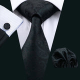 Black Paisley Gravata Handkerchief Silk Ties