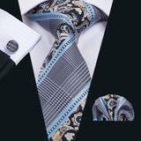 Gray Paisley Gravata Handkerchief Silk Ties