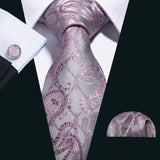 Pink Paisley Gravata Handkerchief Silk Ties