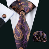 Purple Paisley Gravata Handkerchief Silk Ties