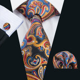 Yellow Paisley Gravata Handkerchief Silk Ties