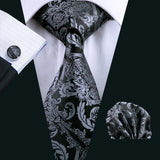Black Paisley Gravata Handkerchief Silk Ties