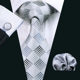White Paisley Gravata Handkerchief Silk Ties