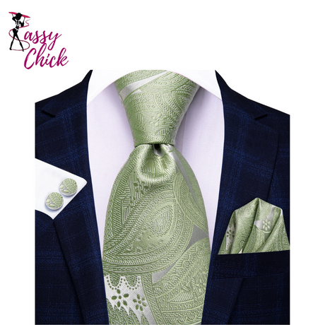 Paisley Sage Green Ties Set Sassy Chick Logo