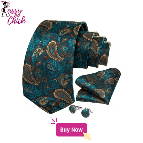 Paisley Silk Polyester Men's Ties blue brown sassy chick logo