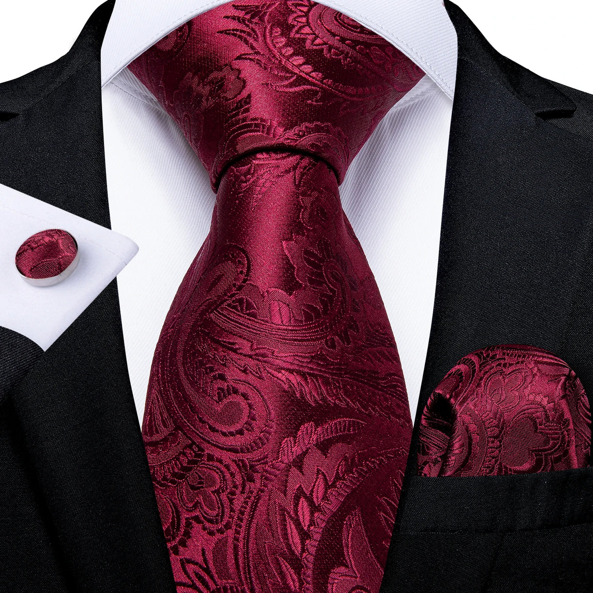 Paisley Silk Polyester Men's Ties red