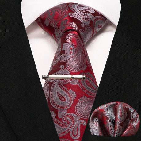Paisley Silk Woven Business Men Tie Necktie Handkerchief