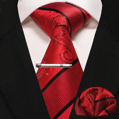 Paisley Silk Woven Business Men Tie Necktie Handkerchief