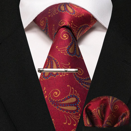 Paisley Silk Woven Business Men Tie Necktie Handkerchief
