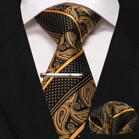 Paisley Silk Woven Business Men Tie Necktie Handkerchief