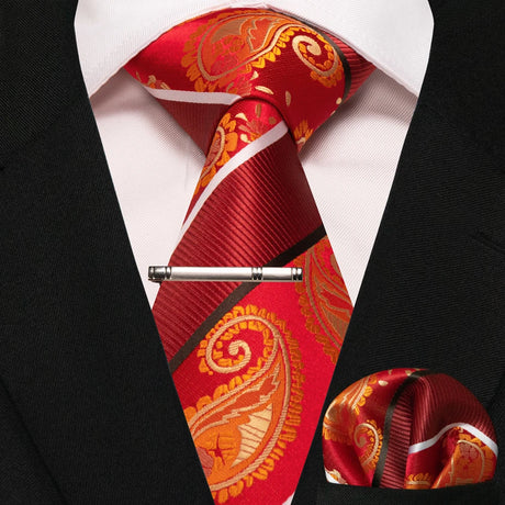 Paisley Silk Woven Business Men Tie Necktie Handkerchief