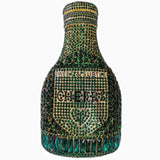 Green Party Cheers Bottle Gems Evening Bridal Crystal Clutch Purse