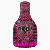 Pink Party Cheers Bottle Gems Evening Bridal Crystal Clutch Purse