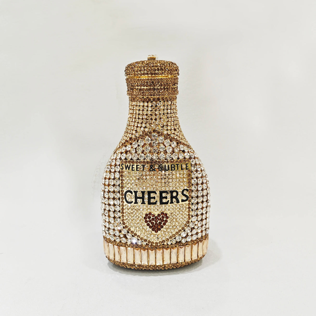 Gold Party Cheers Bottle Gems Evening Bridal Crystal Clutch Purse